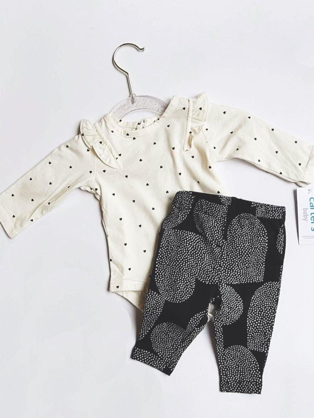 NWT Carter's Baby Girl 2-Piece Bodysuit & Pant Set – Black & white 3 months - Picture 10 of 15